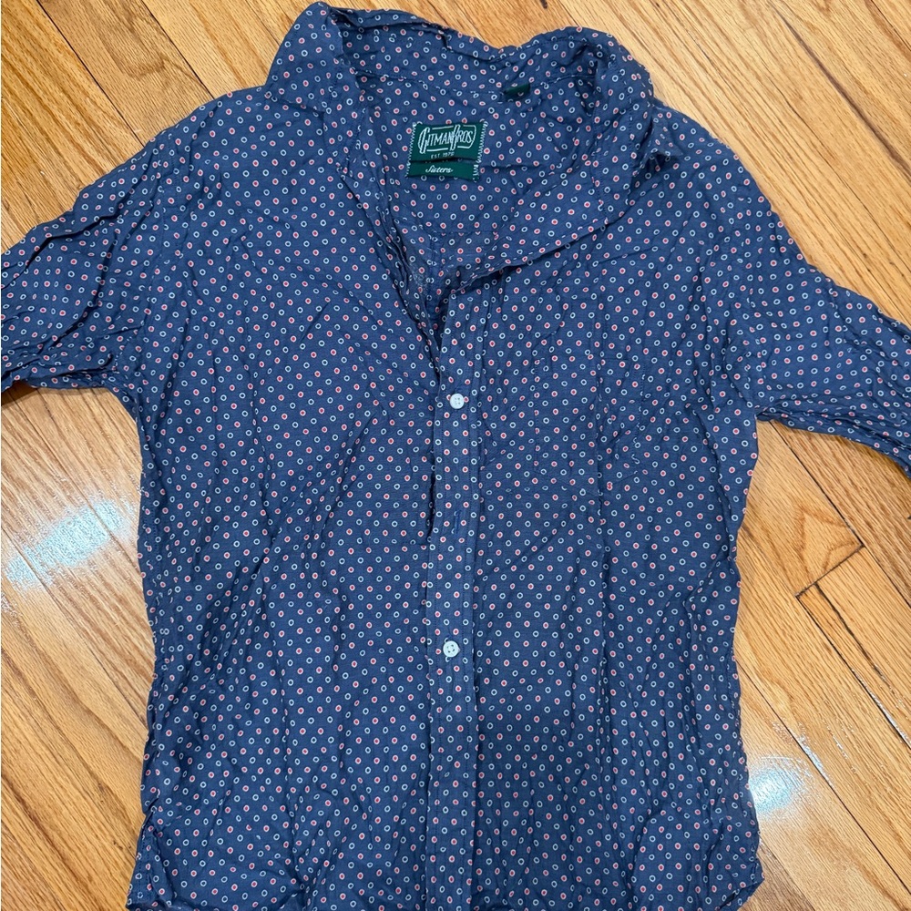 Gitman Bros. 'Sisters' Navy Mini Dot Button-Up Long Sleeve Women's Size Large